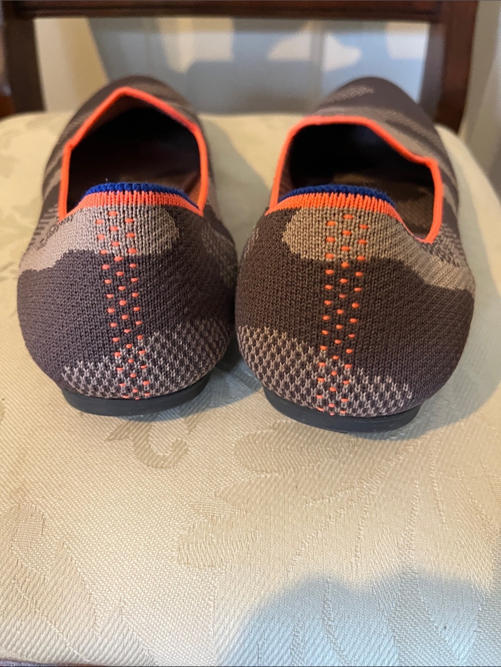 Rothy’s Camo Knit Loafers Brown Orange Blue Women’s Size 8.5 Washable Flats - Picture 4 of 6